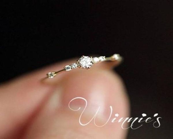 fashion 14k gold 7 tiny diamond ring pieces of exquisite small fresh ladies women party engagement ring trendy jewelry lovers gift6878802, Silver